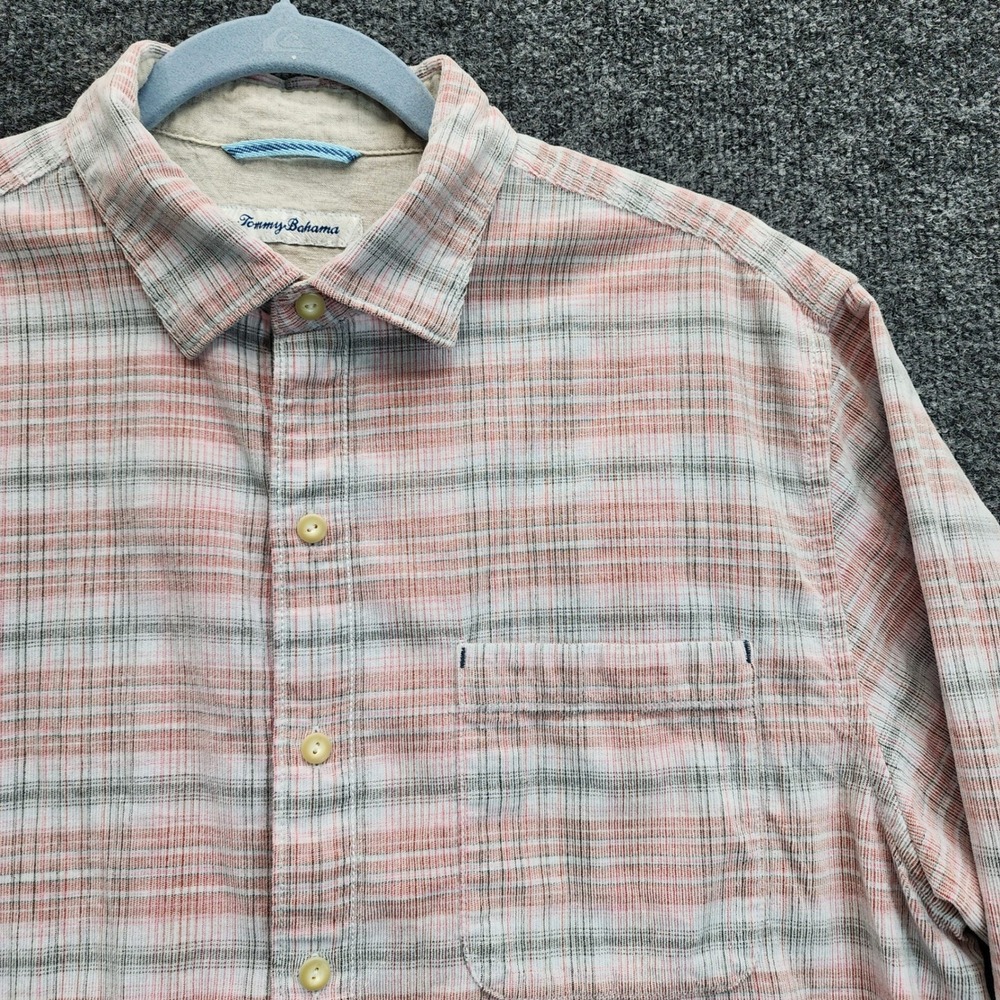 Tommy Bahama Mens Coastal Plaid 100% Cotton Long Sleeve Button Down Shirt Size M